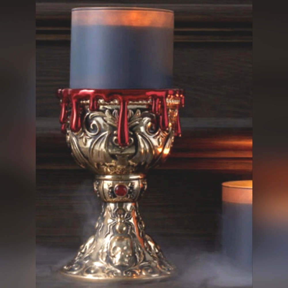 NWT Bath & Body Works 2023 Halloween Gold Chalice 3 Wick Candle Holder